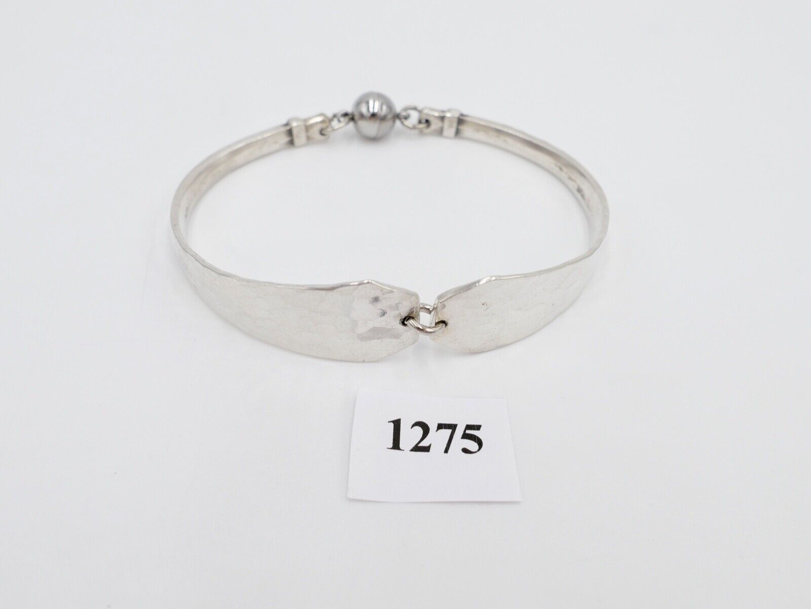 80er Jahre Silber 900 Armband gehämmert Magnetverschluss V.S.F - Antikhandel-Stuttgart