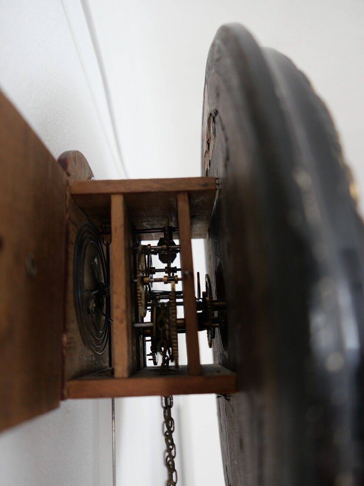 BIEDERMEIER antike Wanduhr Schottenuhr mit Hinterglas 1840 - Antikhandel-Stuttgart