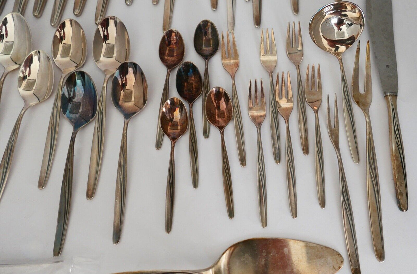 53 Tlg. WMF 90 HEIDELBERG Besteck Set 2,72 Kg Salat Fleich Torte Zucker Messer - Antikhandel-Stuttgart