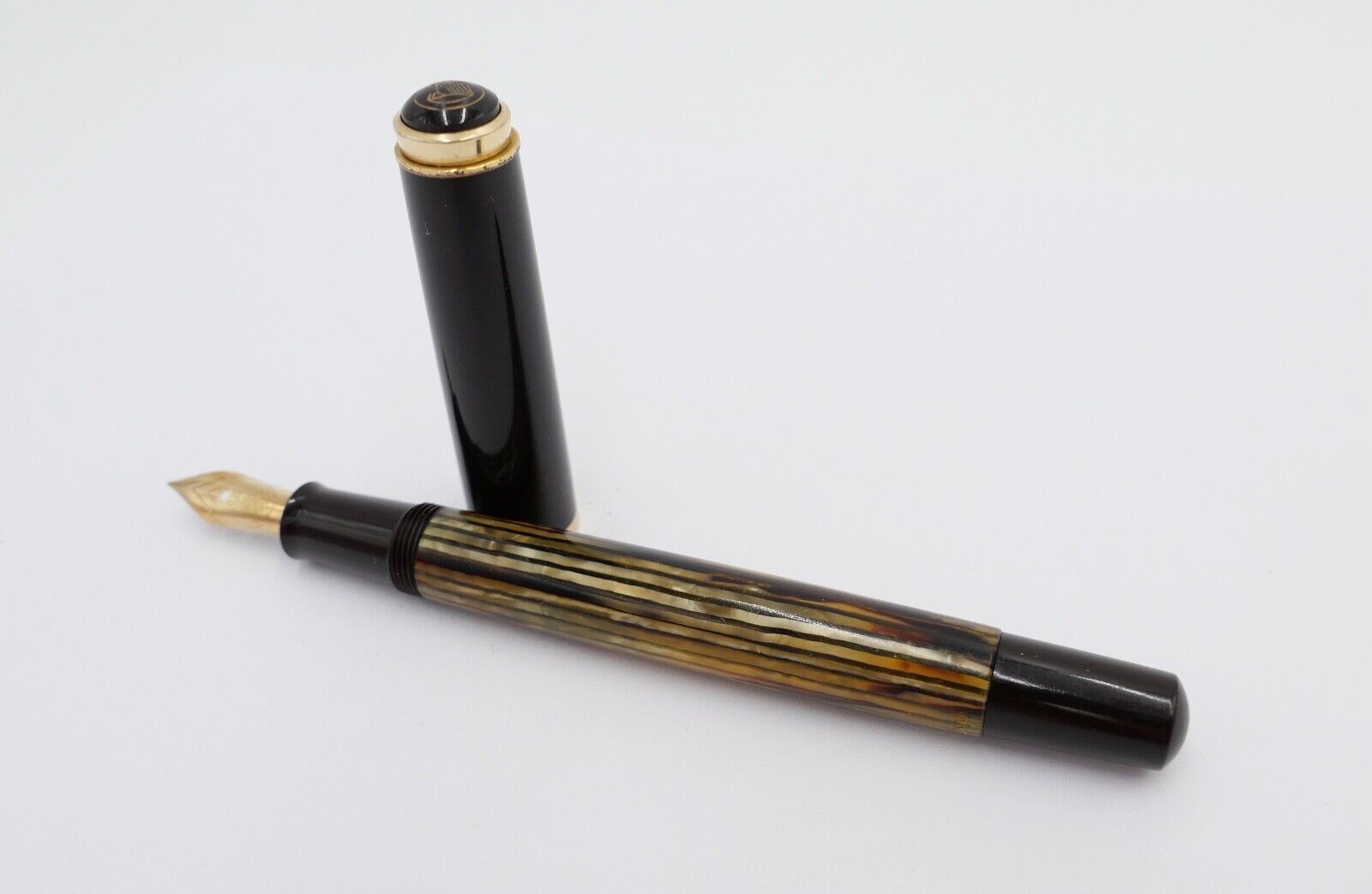 PELIKAN 400 Füller 585 / 14Ct Goldfeder E Kolbenfüller Schildpatt OM - Antikhandel-Stuttgart