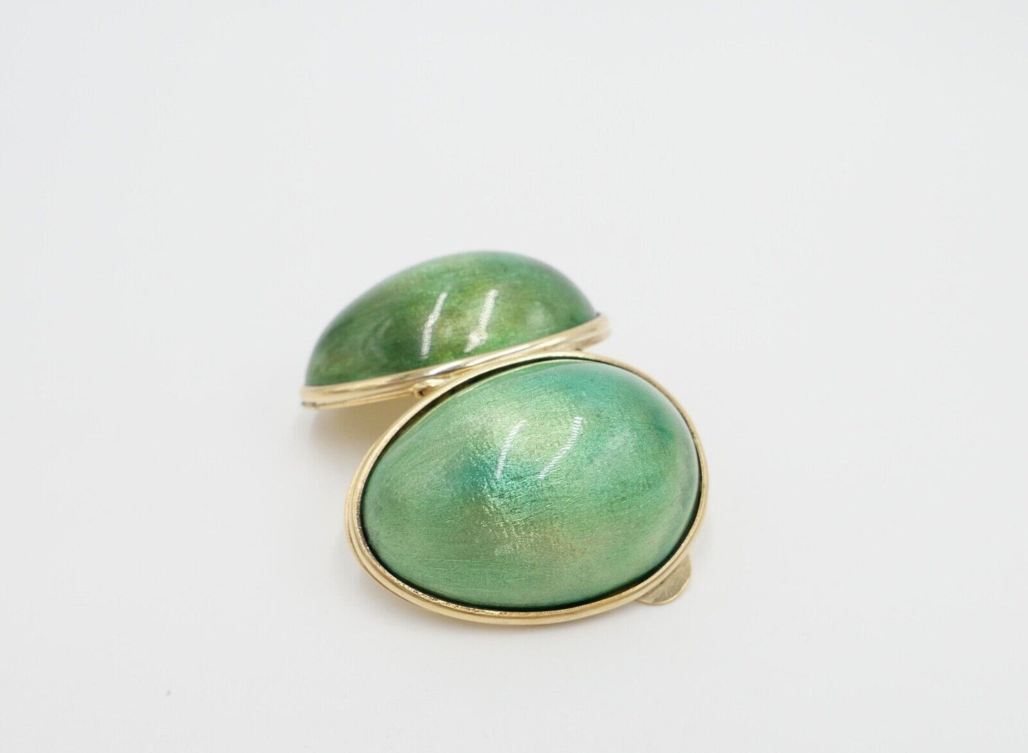 70er Jahre Ei-förmige Pillendose Emaille Keramik 800 Silber vergoldet Florenz It - Antikhandel-Stuttgart