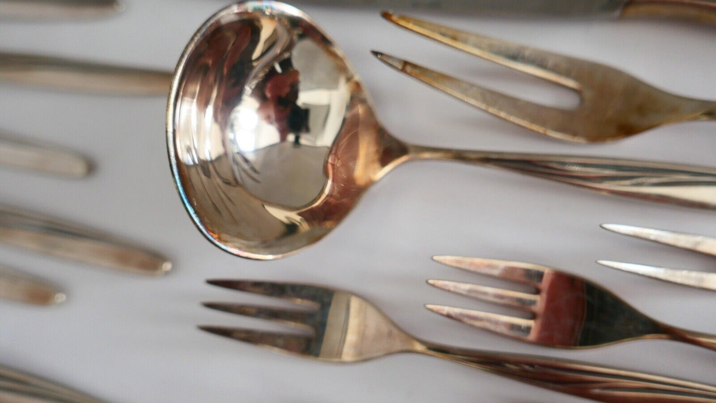 53 Tlg. WMF 90 HEIDELBERG Besteck Set 2,72 Kg Salat Fleich Torte Zucker Messer - Antikhandel-Stuttgart