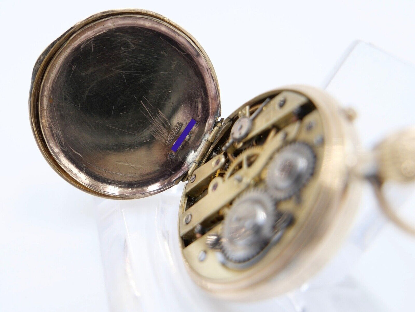 antike Taschenuhr um 1900 Arnold Weber 585 / 14K GOLD 30mm florale Malerei - Antikhandel-Stuttgart