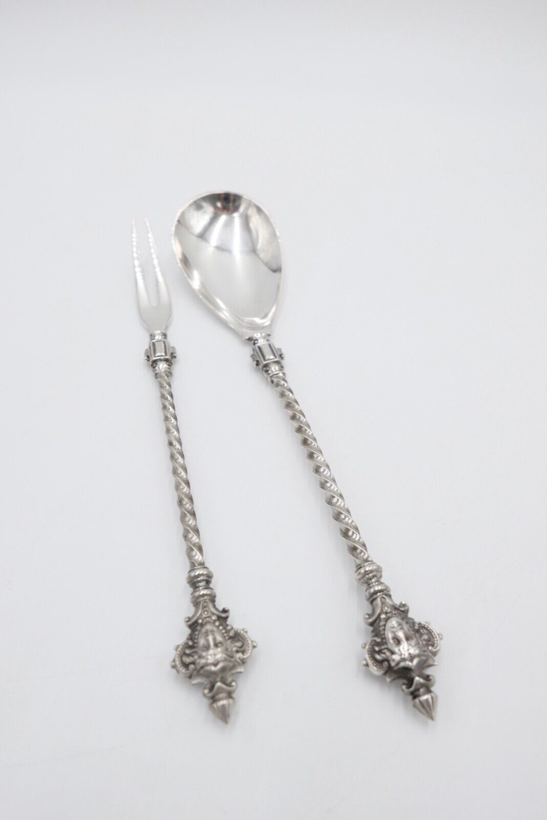 2 Tlg. antik Besteck um 1900 B.Cronenberg Frauenkopf Koch & Bergfeld 800 Silber - Antikhandel-Stuttgart