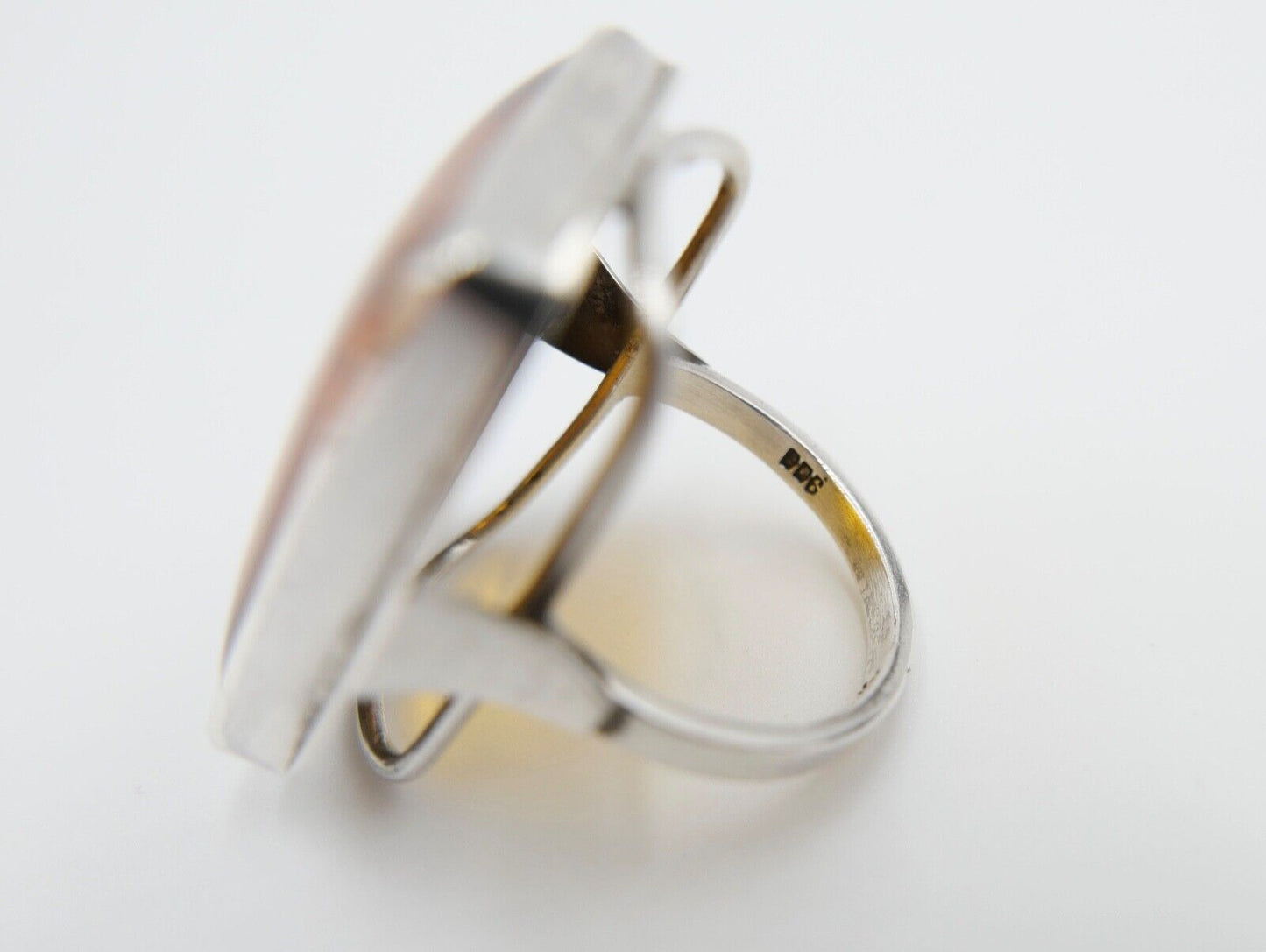 Bernstein Handarbeit Designer Ring Gr. 57 Silber 900 - Antikhandel-Stuttgart