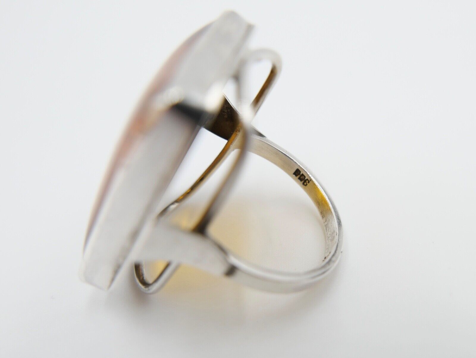 Bernstein Handarbeit Designer Ring Gr. 57 Silber 900 - Antikhandel-Stuttgart