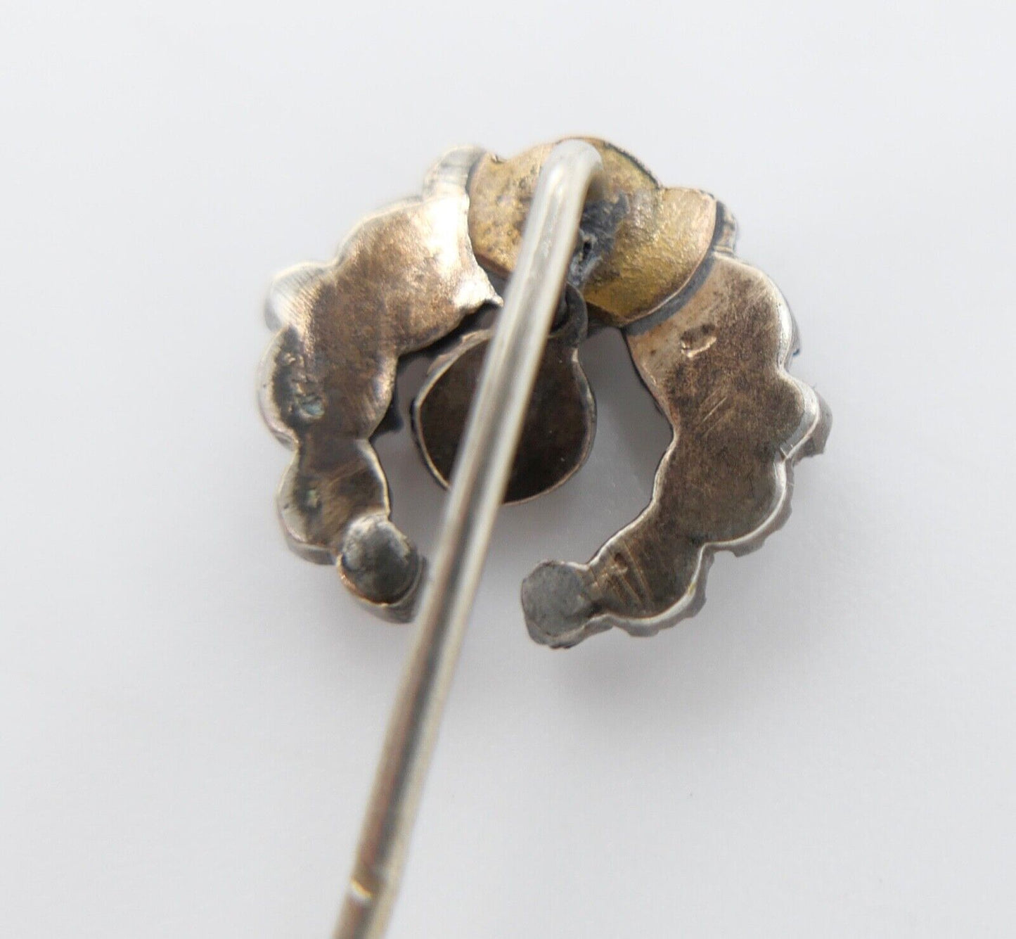 antike 19Jhd Granat Stabbrosche Brosche vergoldet brooch ø14mm gold plated Nadel - Antikhandel-Stuttgart