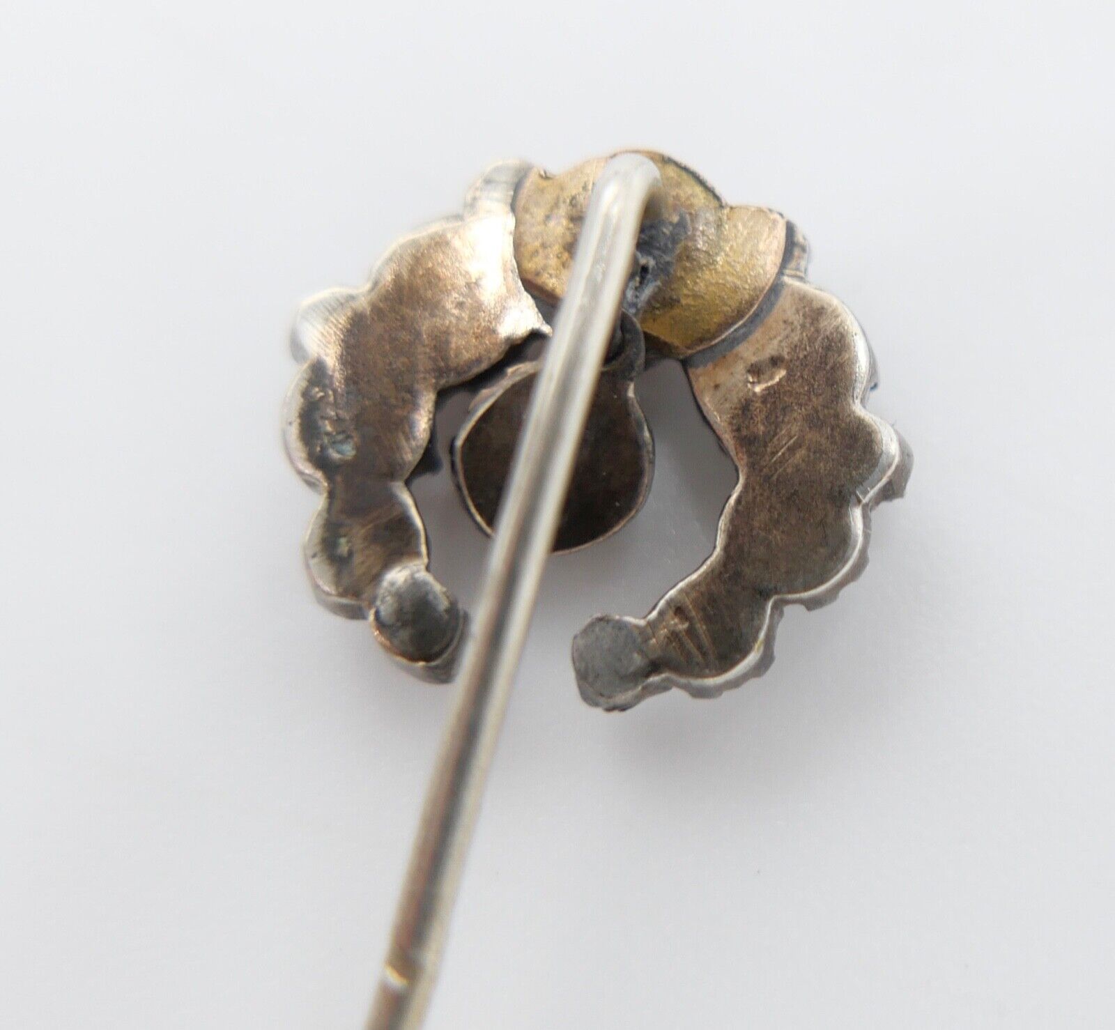 antike 19Jhd Granat Stabbrosche Brosche vergoldet brooch ø14mm gold plated Nadel - Antikhandel-Stuttgart