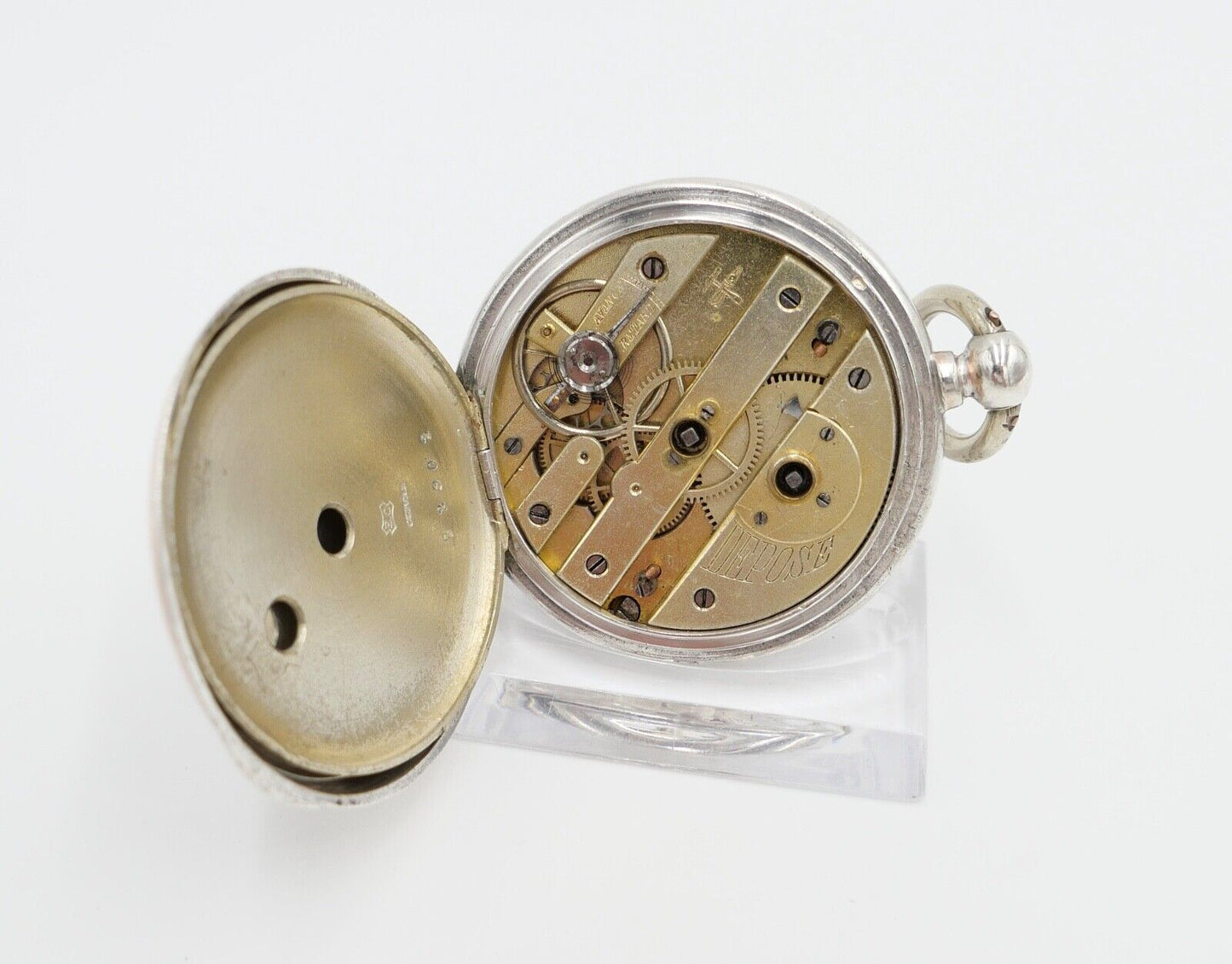 um 1900 Manufacture d´Horlogerie Lion 800 Silber Taschenuhr mit Schlüsselaufzug - Antikhandel-Stuttgart