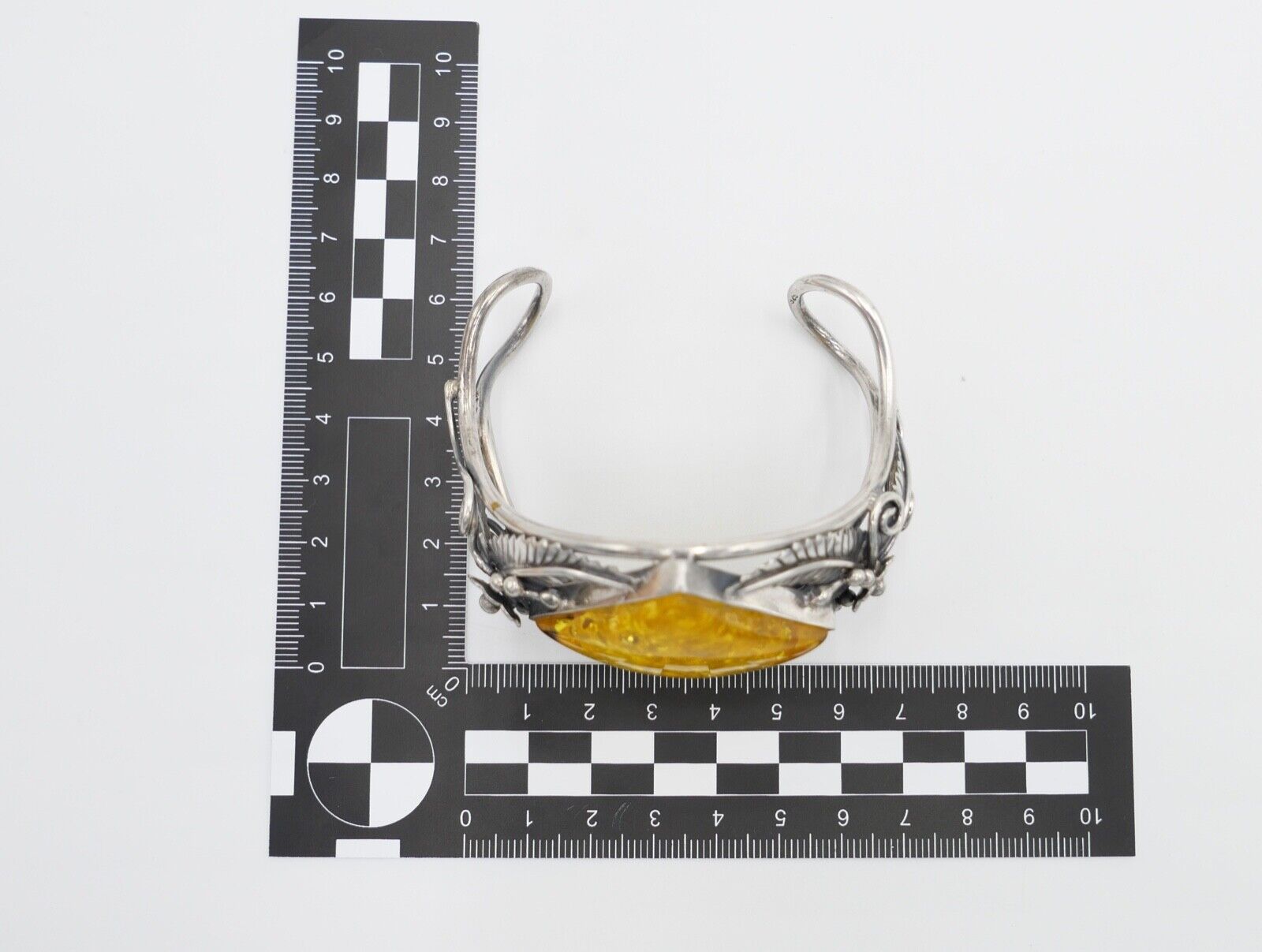 vintage Silber 925 Bernstein Armband floral Armreif Armspange Sterlingsilber - Antikhandel-Stuttgart