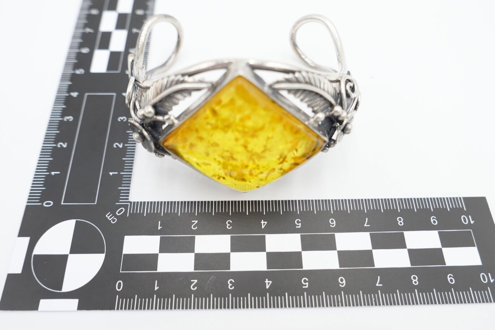 vintage Silber 925 Bernstein Armband floral Armreif Armspange Sterlingsilber - Antikhandel-Stuttgart