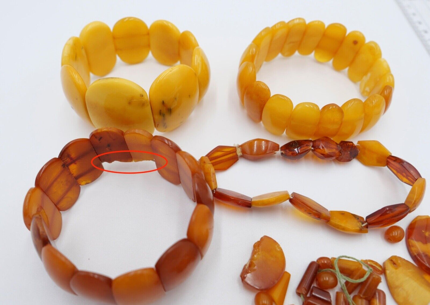 Posten / Konvolut Bernstein butterscotch Armband Armreif 113,2 Gramm - Antikhandel-Stuttgart