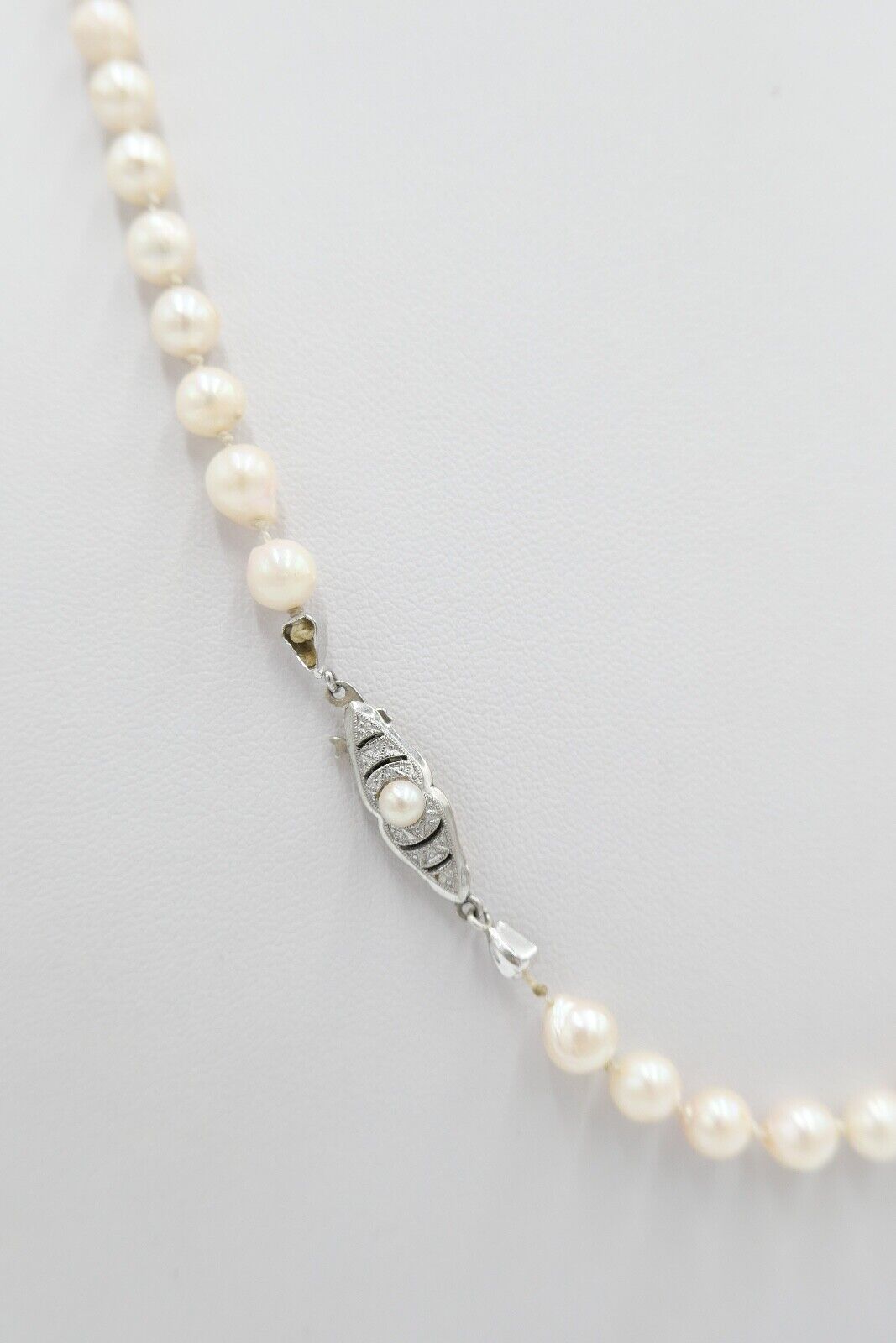 80er Jahre Akoya Perlenkette Collier 52 cm Zuchtperle Gold 333 / 8 K Ø 6 mm - Antikhandel-Stuttgart