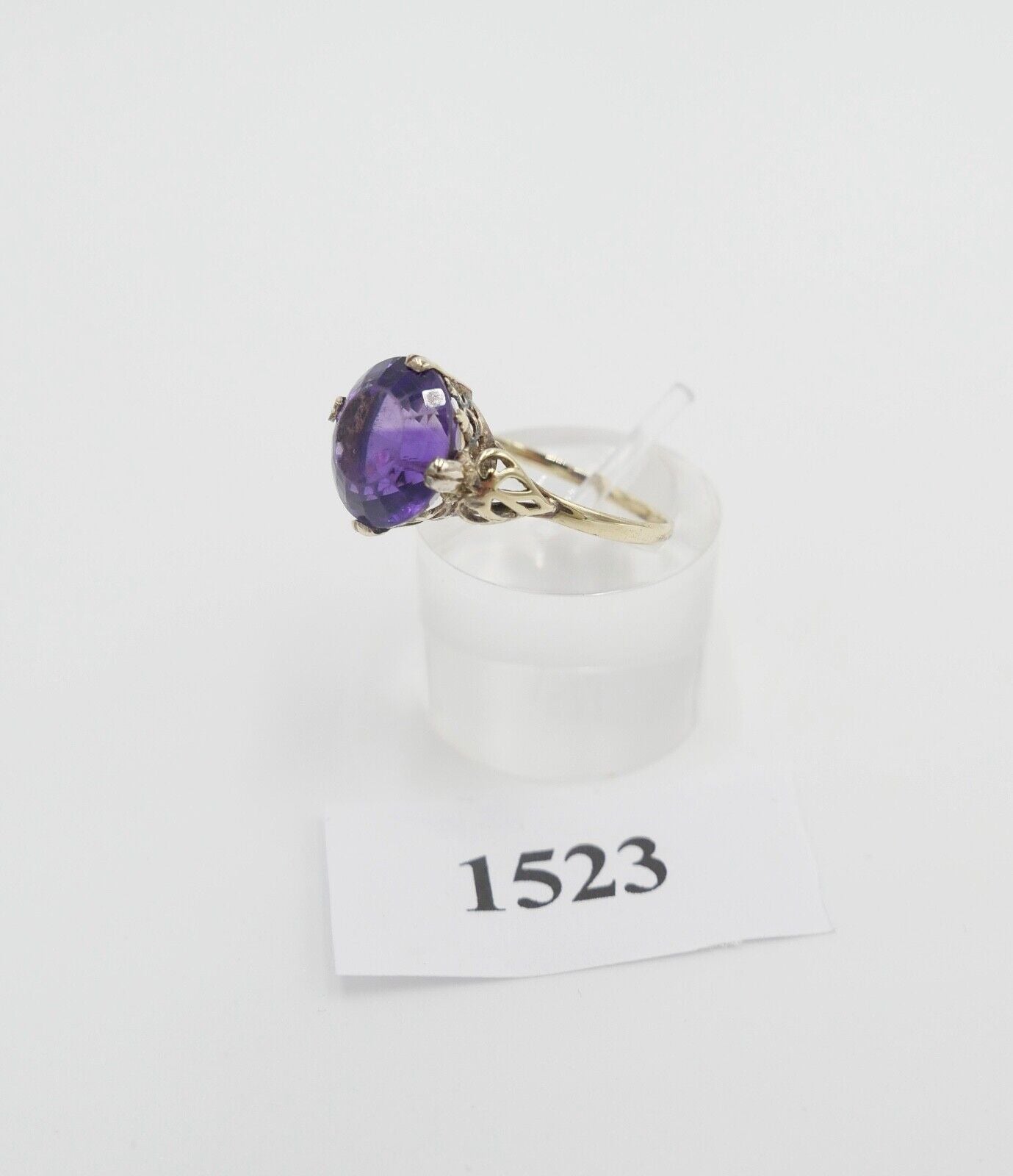 antik um 1900 Damenring mit lila Amethyst Ring 2,87 Gr Gold 585 / 14K Gr. 59 - Antikhandel-Stuttgart