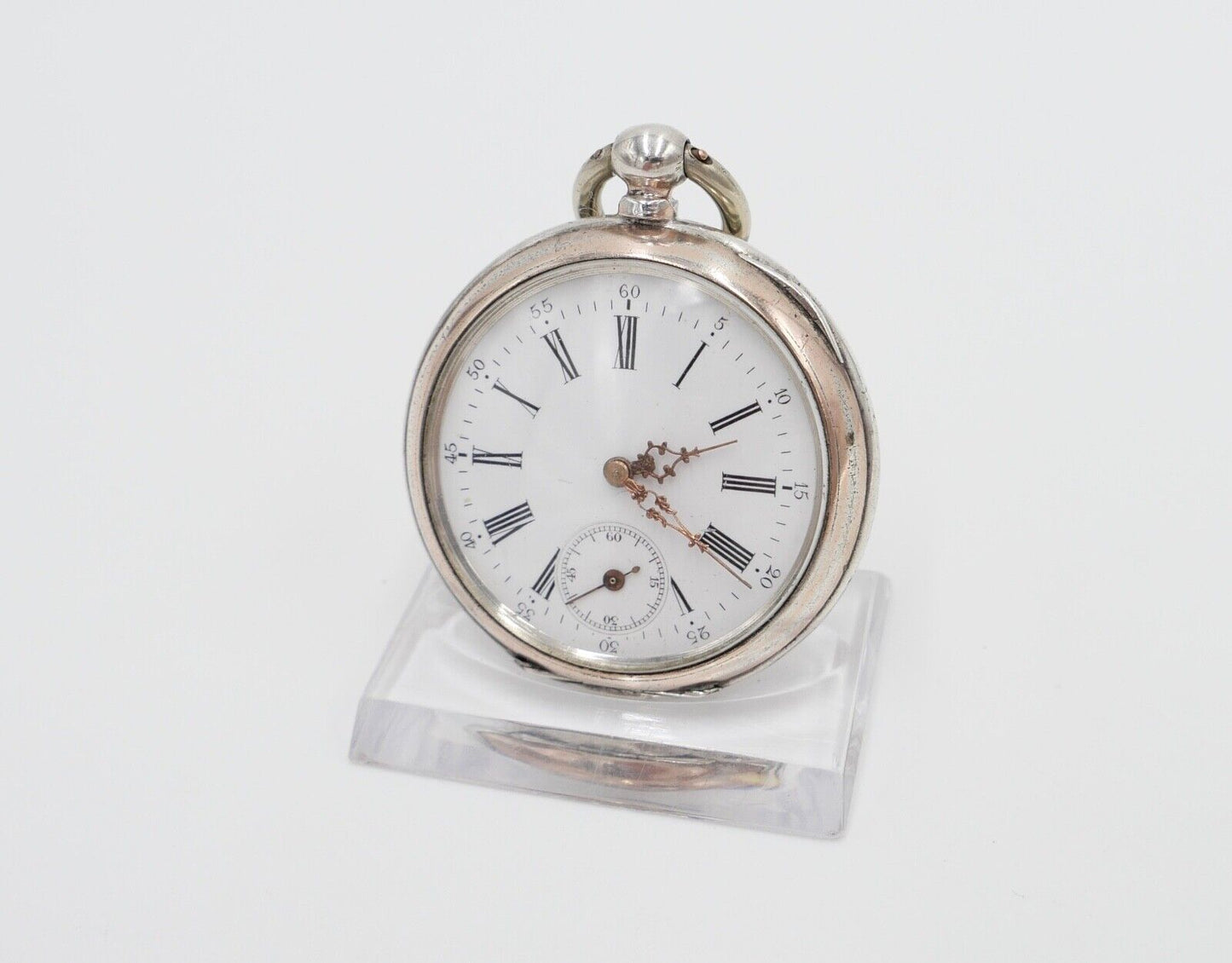 um 1900 Manufacture d´Horlogerie Lion 800 Silber Taschenuhr mit Schlüsselaufzug - Antikhandel-Stuttgart