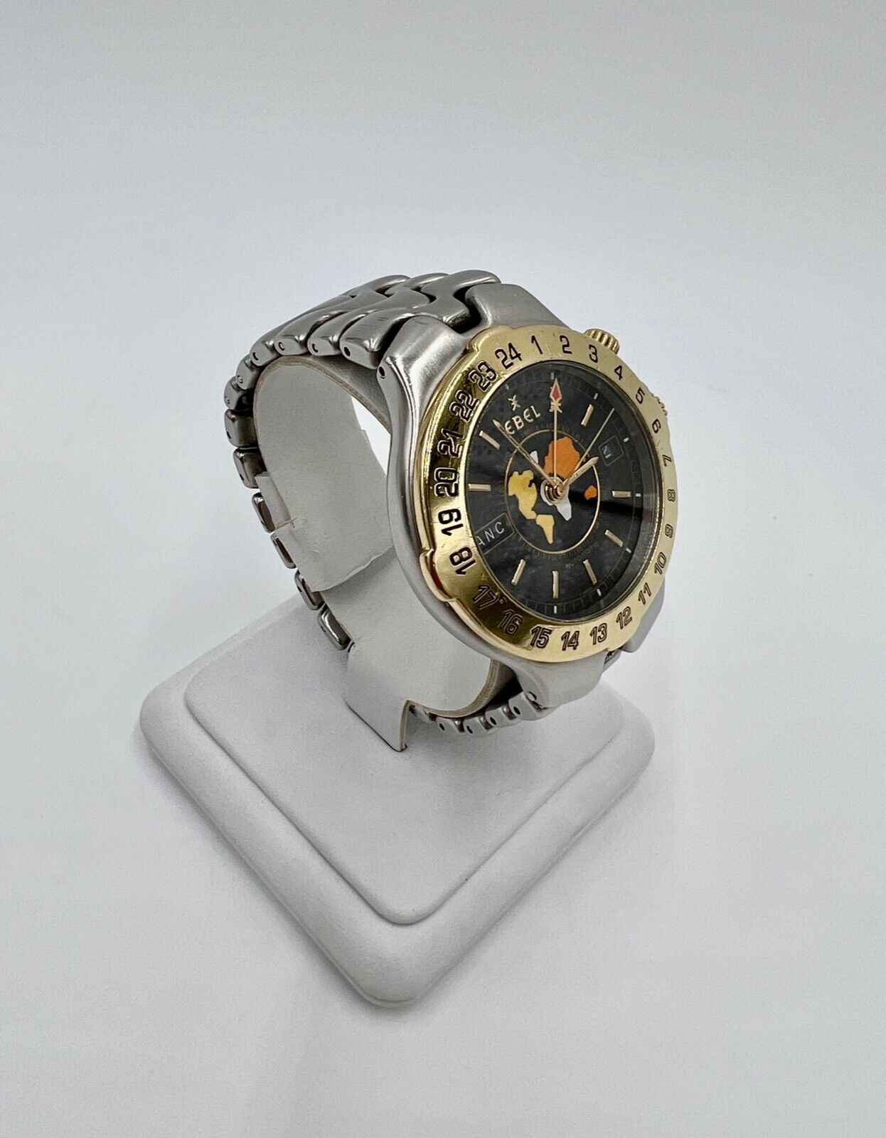 Vintage EBEL Sportwave Meridian GMT Ø40 mm Stahl 750 / 18K Gold Model 6122641 - Antikhandel-Stuttgart