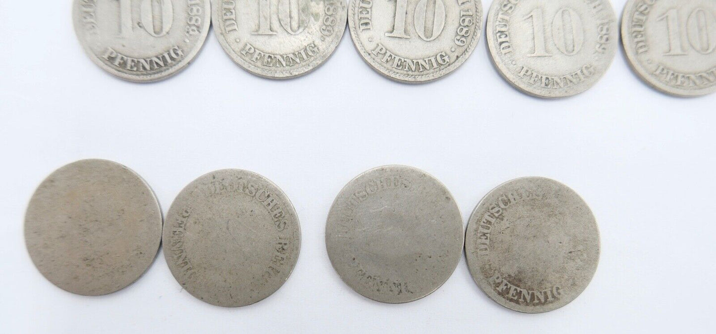63x 10 Reichspfennig 1873 1875 1876 1888 Jäger J.4 s-ss - Antikhandel-Stuttgart