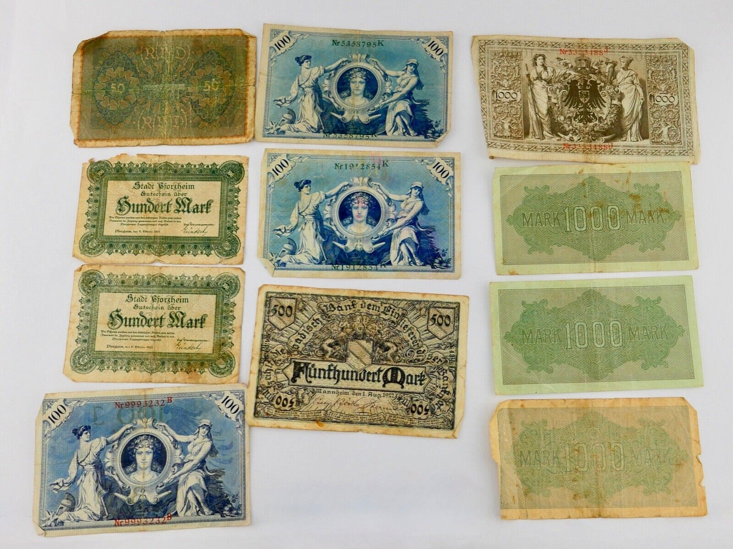 53 Scheine Inflation Posten Konvolut Geldscheine RO. Banknoten Mark Dinar - Antikhandel-Stuttgart