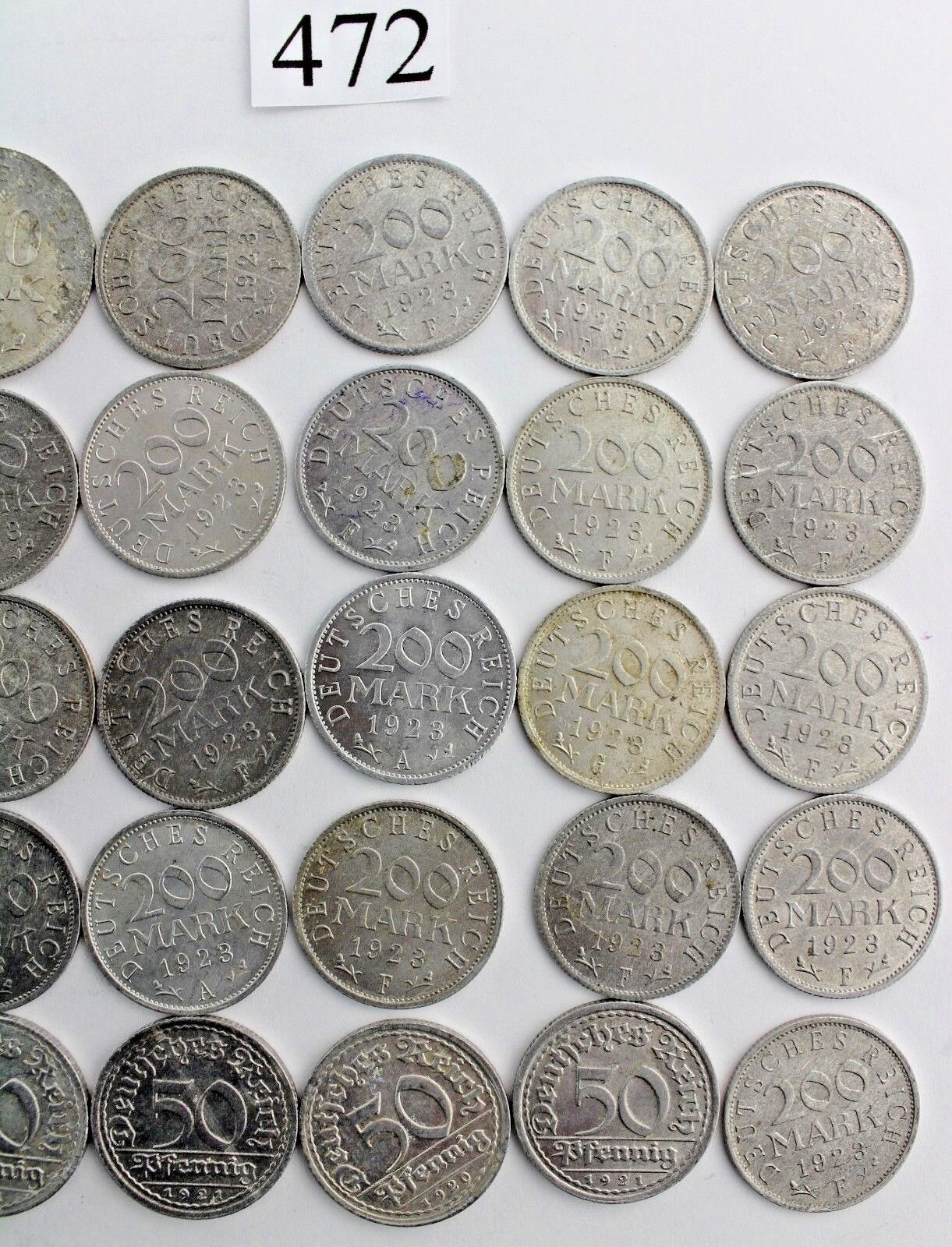30x 3 200 500 Mark & 50 Pfennig 1920 1921 1922 1923 Jäger 301 303 304 305 - Antikhandel-Stuttgart
