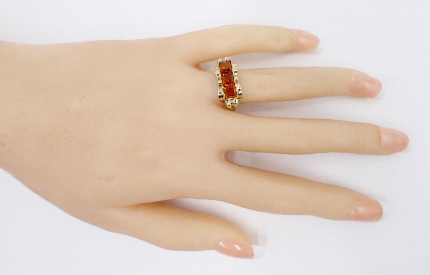 1940er Gold Ring 333 8K mit CITRIN Gr. 58 Damenring 1,8 CTW - Antikhandel-Stuttgart