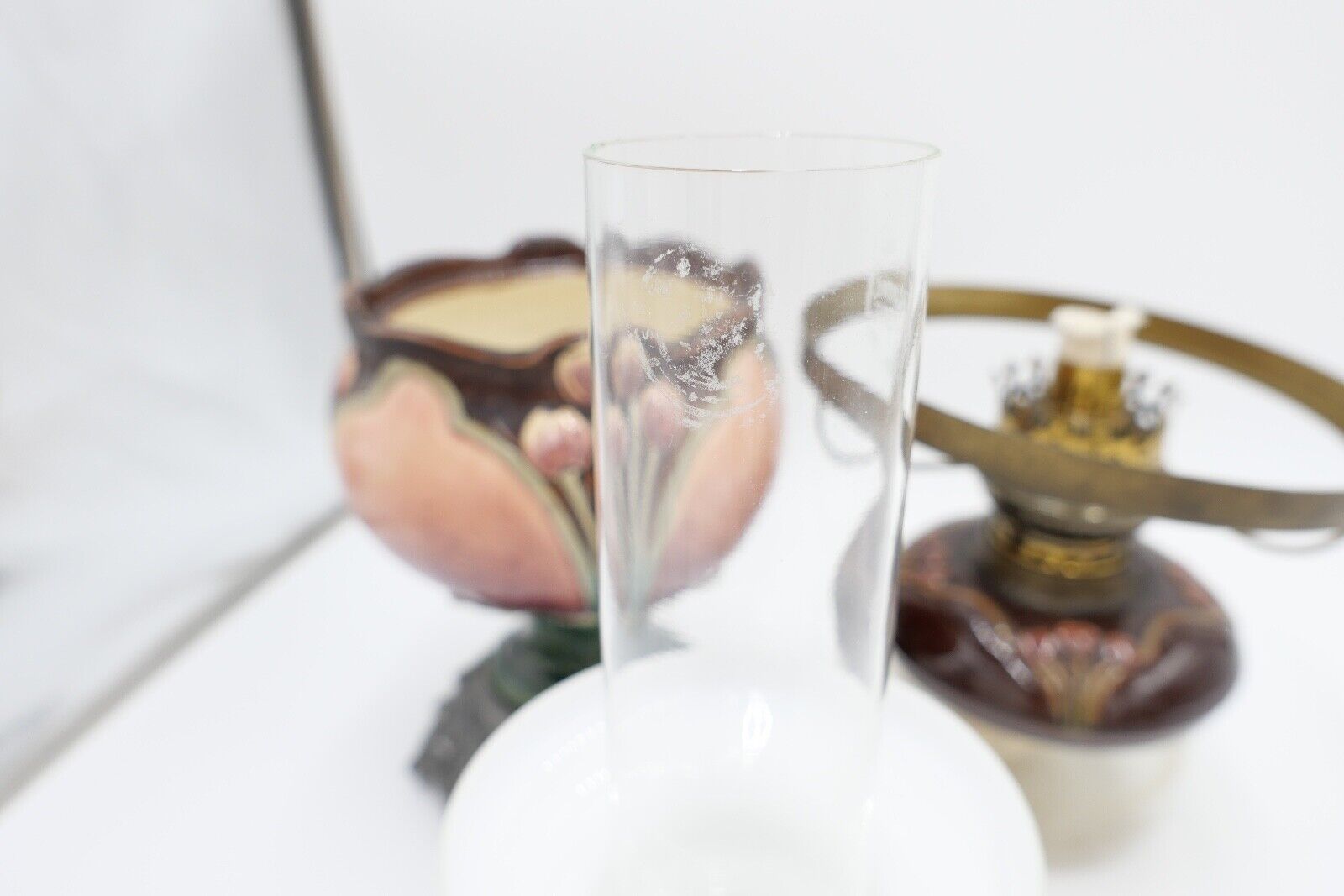 Alte Jugendstil Petroleumlampe um 1910 KARL KNEUSEL Zeulenroda Bronze Majolika - Antikhandel-Stuttgart