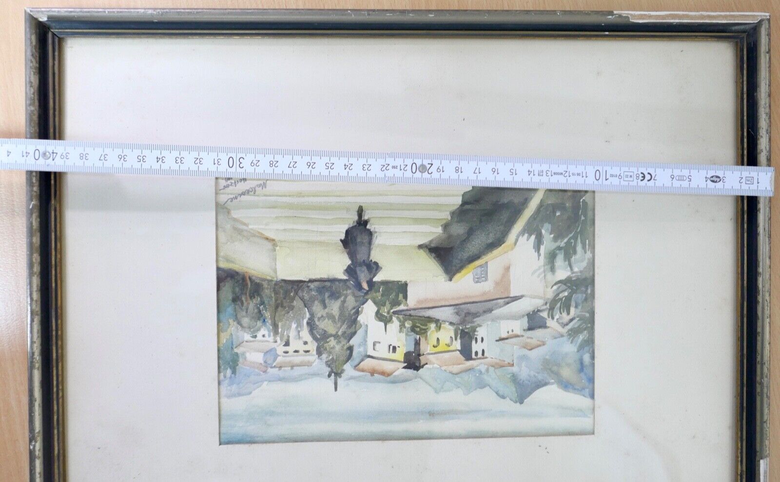 1940 Else Hertzer Aquarell signiert Malcesine Gardasee Frau Treppe 42x32 cm - Antikhandel-Stuttgart