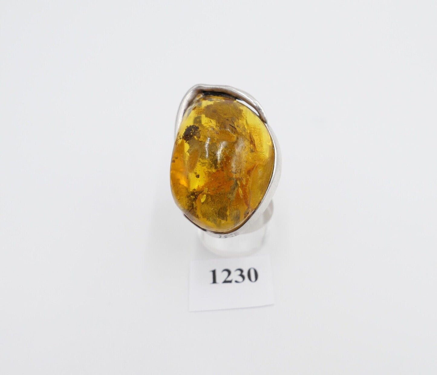 80er Jahre Designer Ring Bernstein Silber 925 Gr. 58 Frauenkopf G Danzig Polen - Antikhandel-Stuttgart