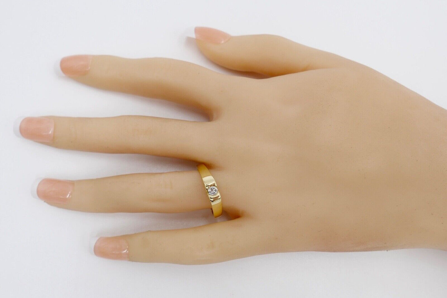 Massiver 80er Jahre Solitär Brillant Spannring 585 14K Gold Ring Gr.59 - Antikhandel-Stuttgart