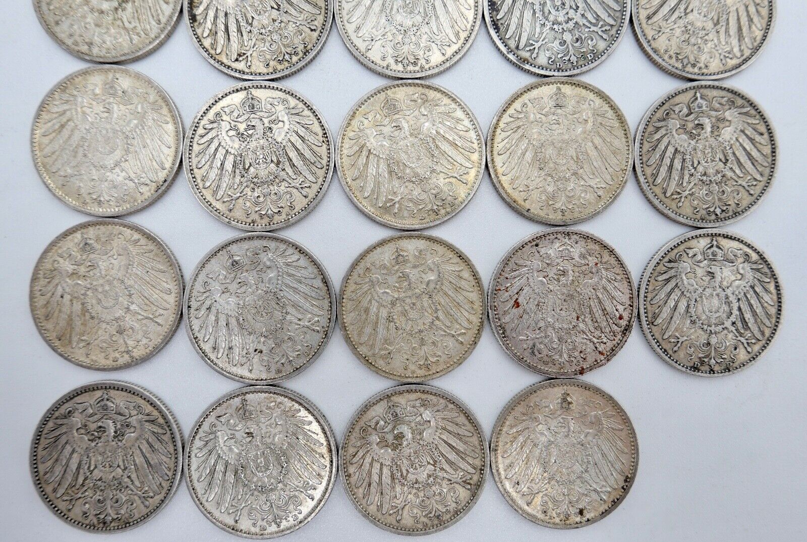 19x 1 Mark 1901 1905 1909 1910 1912 1914 1915 J D G A Silbermünze Jäger J.17 - Antikhandel-Stuttgart