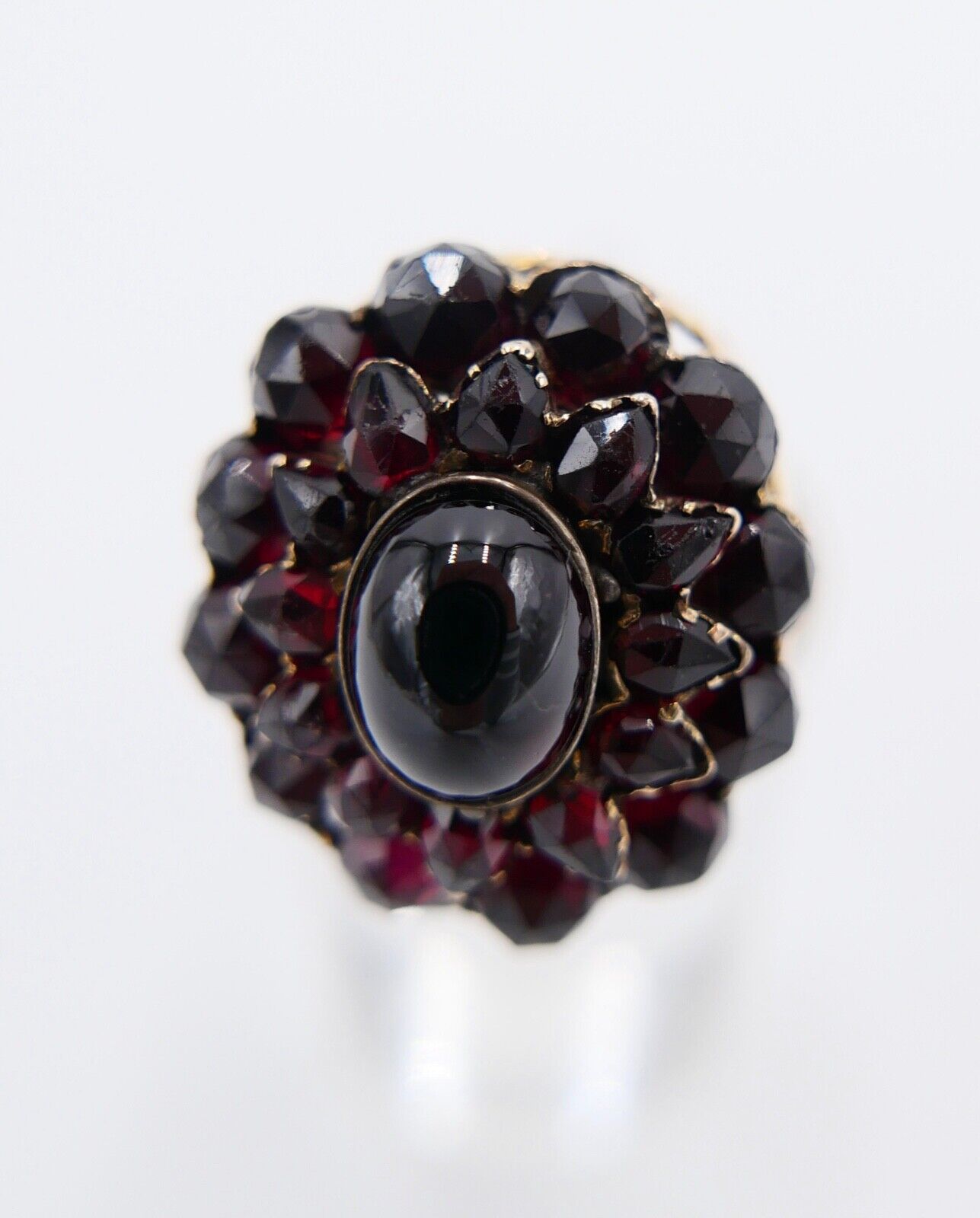 Antik Damen Granat Gelbgold Ring 585 14K Gr. 53 5,96 Ct Meisterpunze Krone - Antikhandel-Stuttgart