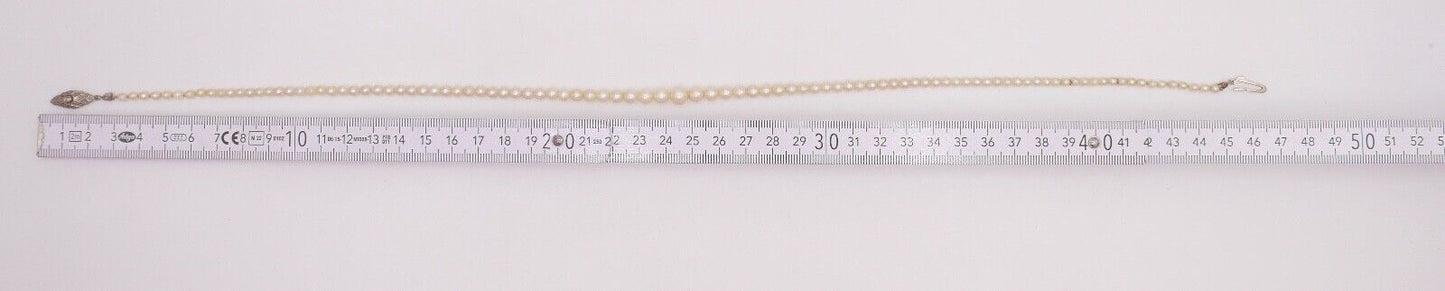 40er Jahre Perlenkette Collier Zuchtperle 47 cm Gold 585 / 14K Perlen Ø 7,1 mm - Antikhandel-Stuttgart