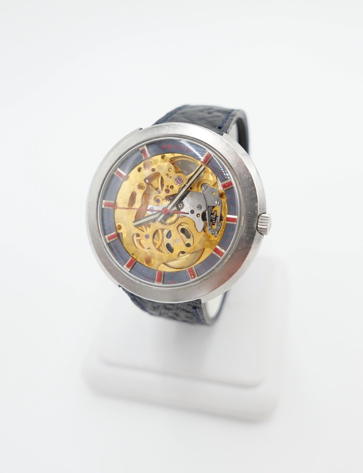 Revue Herren Armbanduhr Skelett Gehäuse Automatic Uhr MSR 1970er Vintage Ø40,7mm - Antikhandel-Stuttgart