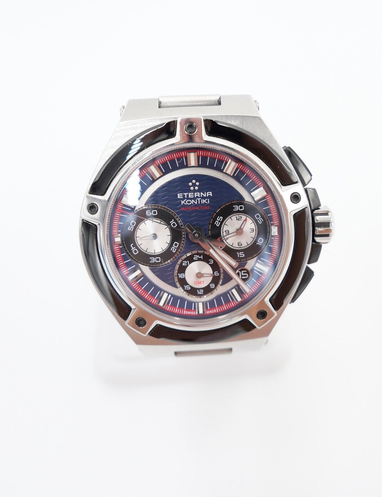 Eterna Royal KonTiki Chronograph GMT 45mm 7760.00 aus 2019 Edelstahl FULL SET - Antikhandel-Stuttgart