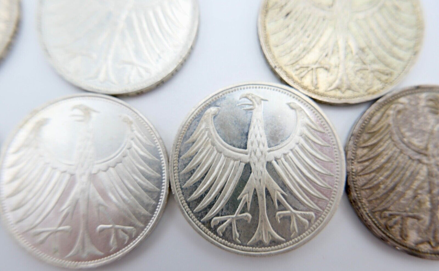 1951-1974 Konvolut LOT 34x 5 DM Silbermünzen J.387 Silberadler PP Heiermann - Antikhandel-Stuttgart