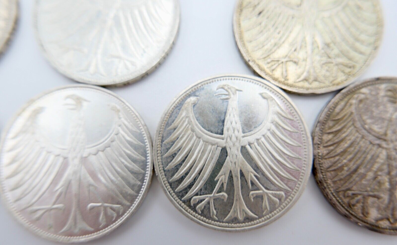 1951-1974 Konvolut LOT 34x 5 DM Silbermünzen J.387 Silberadler PP Heiermann - Antikhandel-Stuttgart