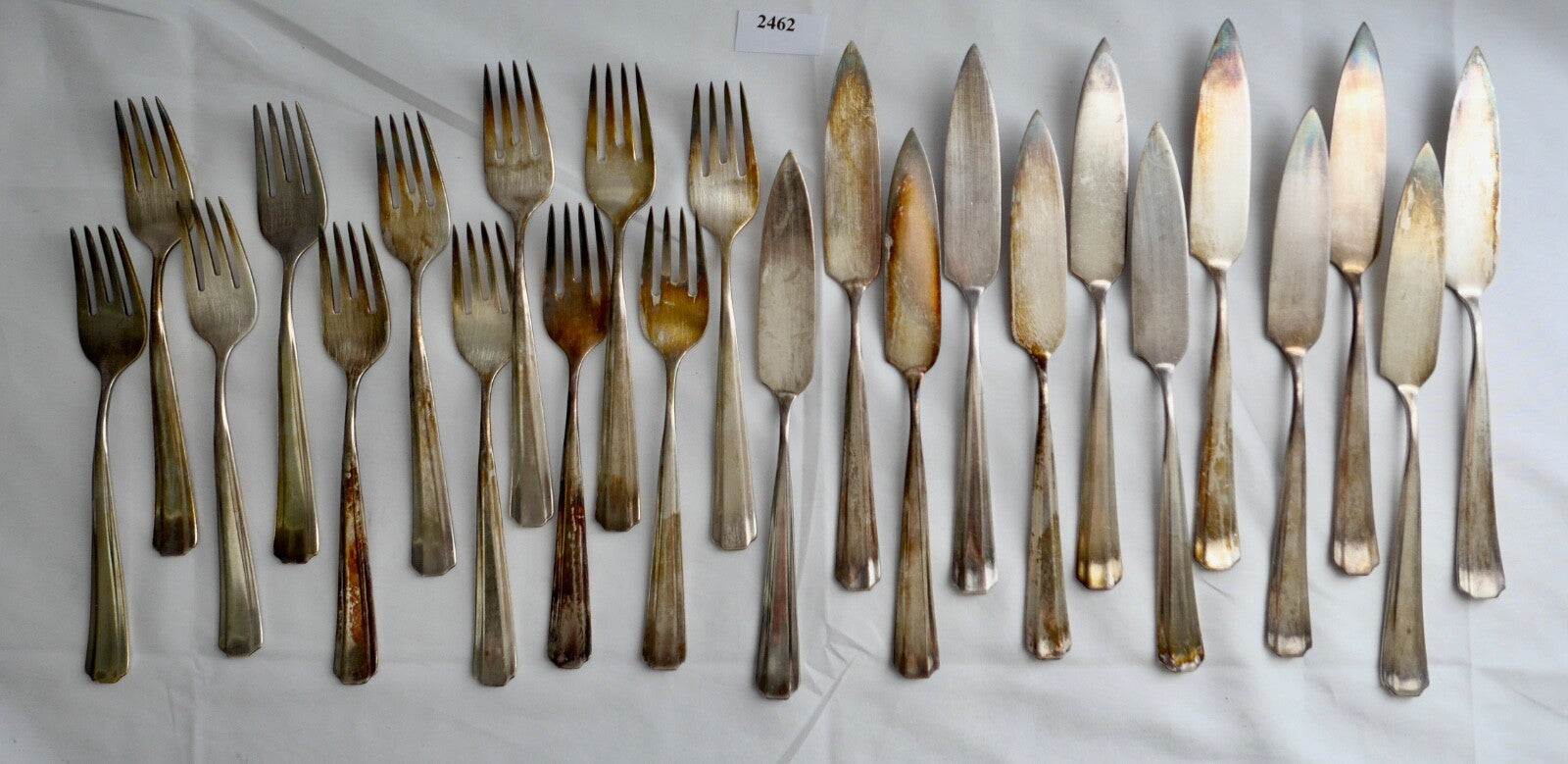 FISCHBESTECK 24 Teile WMF 1900 Hammerschlag 90er versilbert Gabel Messer