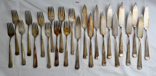 FISCHBESTECK 24 Teile WMF 1900 Hammerschlag 90er versilbert Gabel Messer