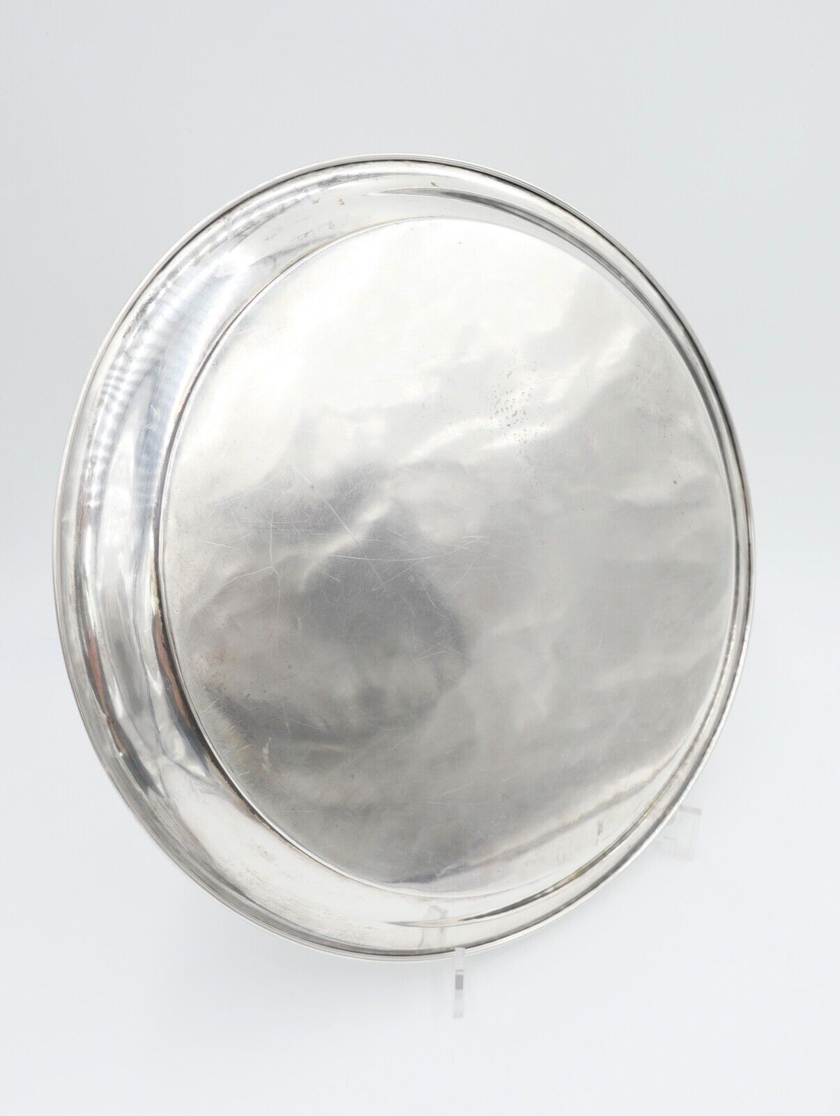 LAZARUS POSEN 800 Silber um 1900 Jugendstil Tablett Servierplatte Ø32cm Monogram - Antikhandel-Stuttgart