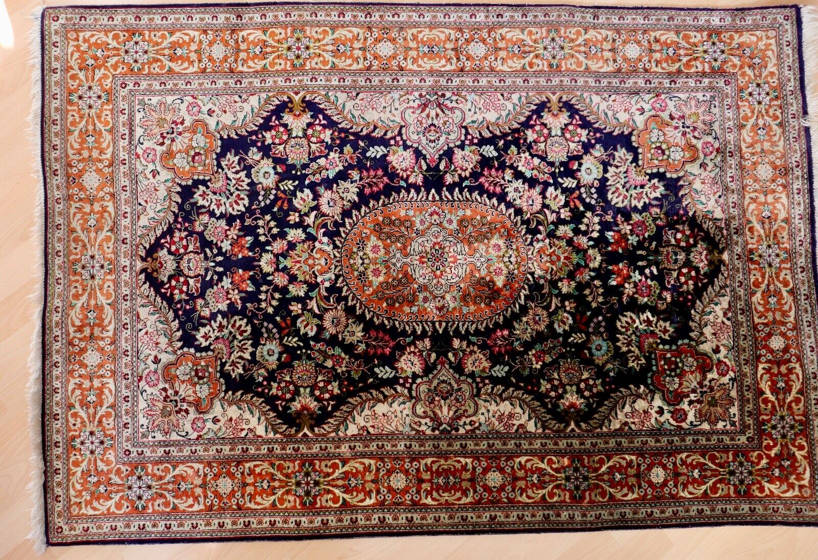 Orientteppich Perserteppich Ghom Seide Handgeknüpft 10x10 KN 152x96cm 1. Mio - Antikhandel-Stuttgart