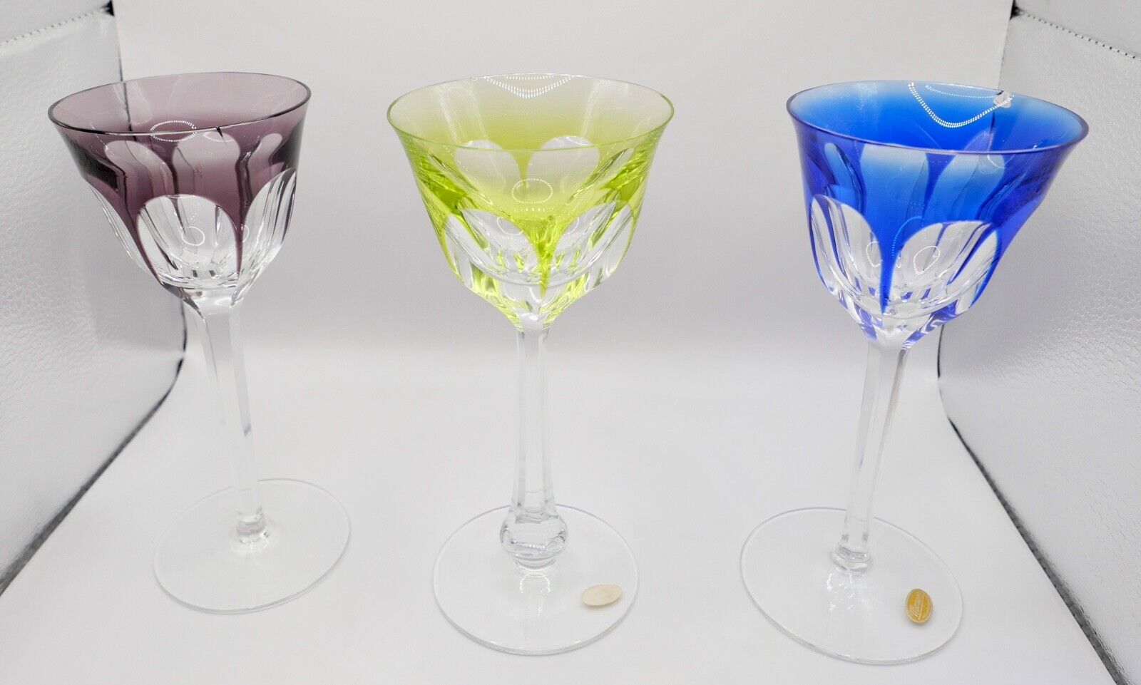 3x original bunte Bleikristall Weingläser " MOSER " LADY HAMILTON " 18,5 cm - Antikhandel-Stuttgart