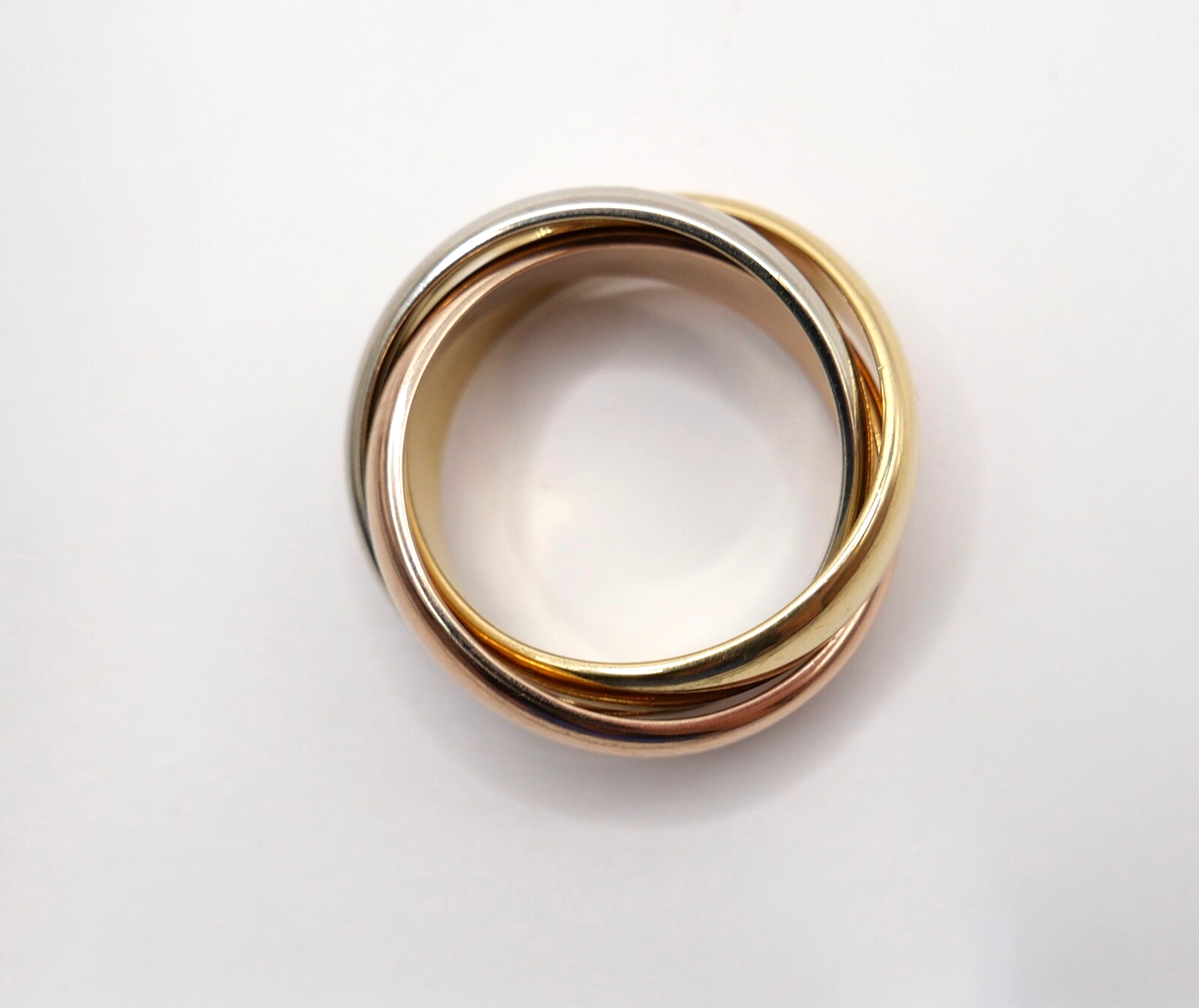 Tricolor Dreifach Dreier Damen Ring Gold 750 18K Gr. 55 Brillant Pierre Niederer