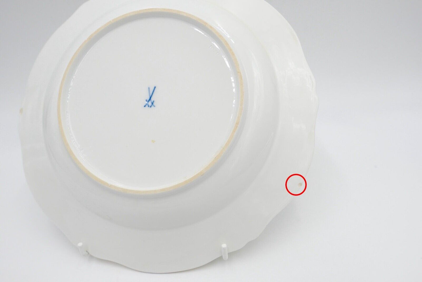 Meissen Porzellan Relief Teller Ø 25cm Goldrand Blumen Schmetterling Blau 3701 - Antikhandel-Stuttgart