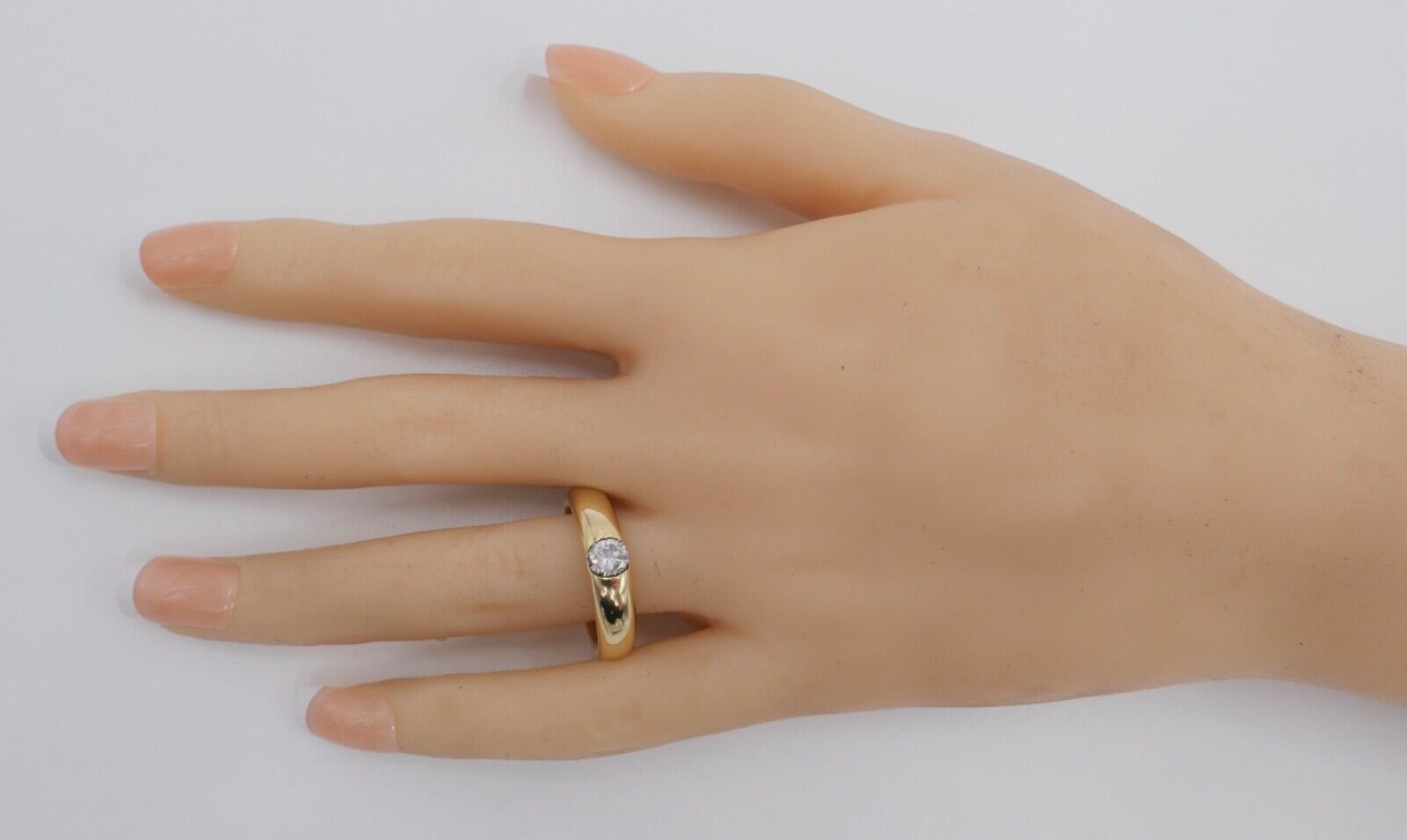 Massiver Solitär Gelbgold Damen Brillant Ring 0,46 Ct 750 18K Gr.59 SI - E - Antikhandel-Stuttgart