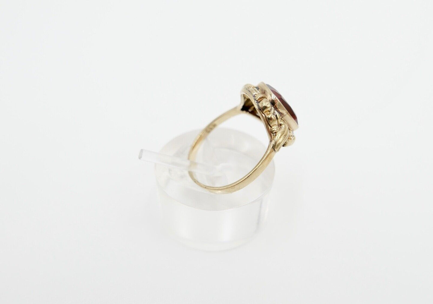 50er Jahre Damenring Gr. 57 Gold 333 / 8K mit großem Citrin - Antikhandel-Stuttgart