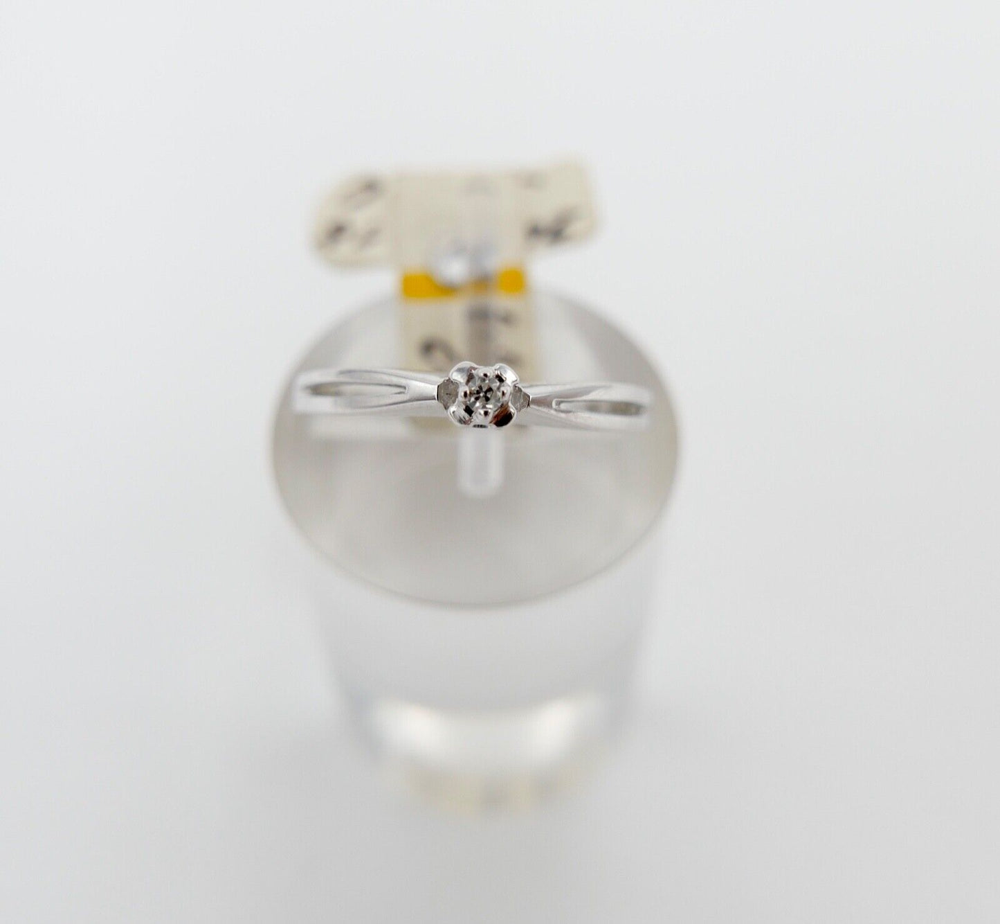 - NEU - 90er Jahre Solitär Ring Weißgold Gold 585 14K Brillant 0,015 Ct Gr. 52 - Antikhandel-Stuttgart