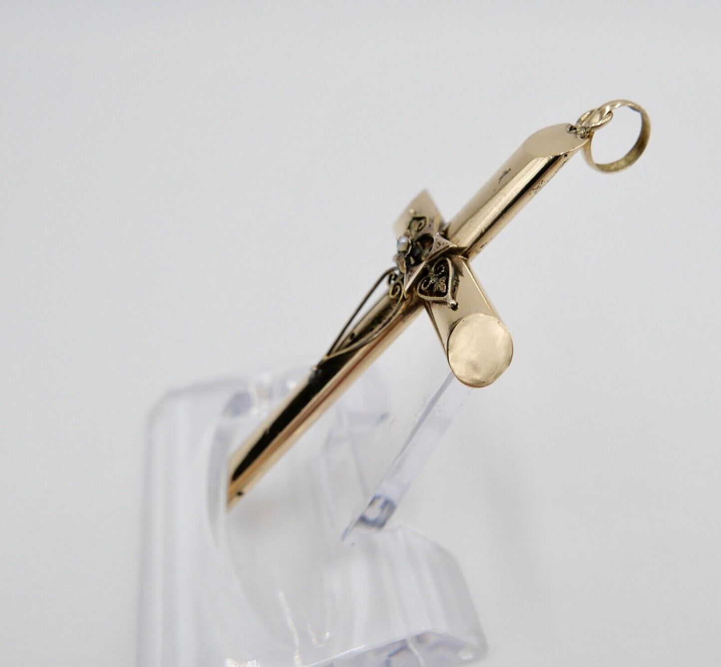 filigraner antiker Kreuzanhänger Kreuz 585 / 14K Rotgold Gold um 1860 - Antikhandel-Stuttgart