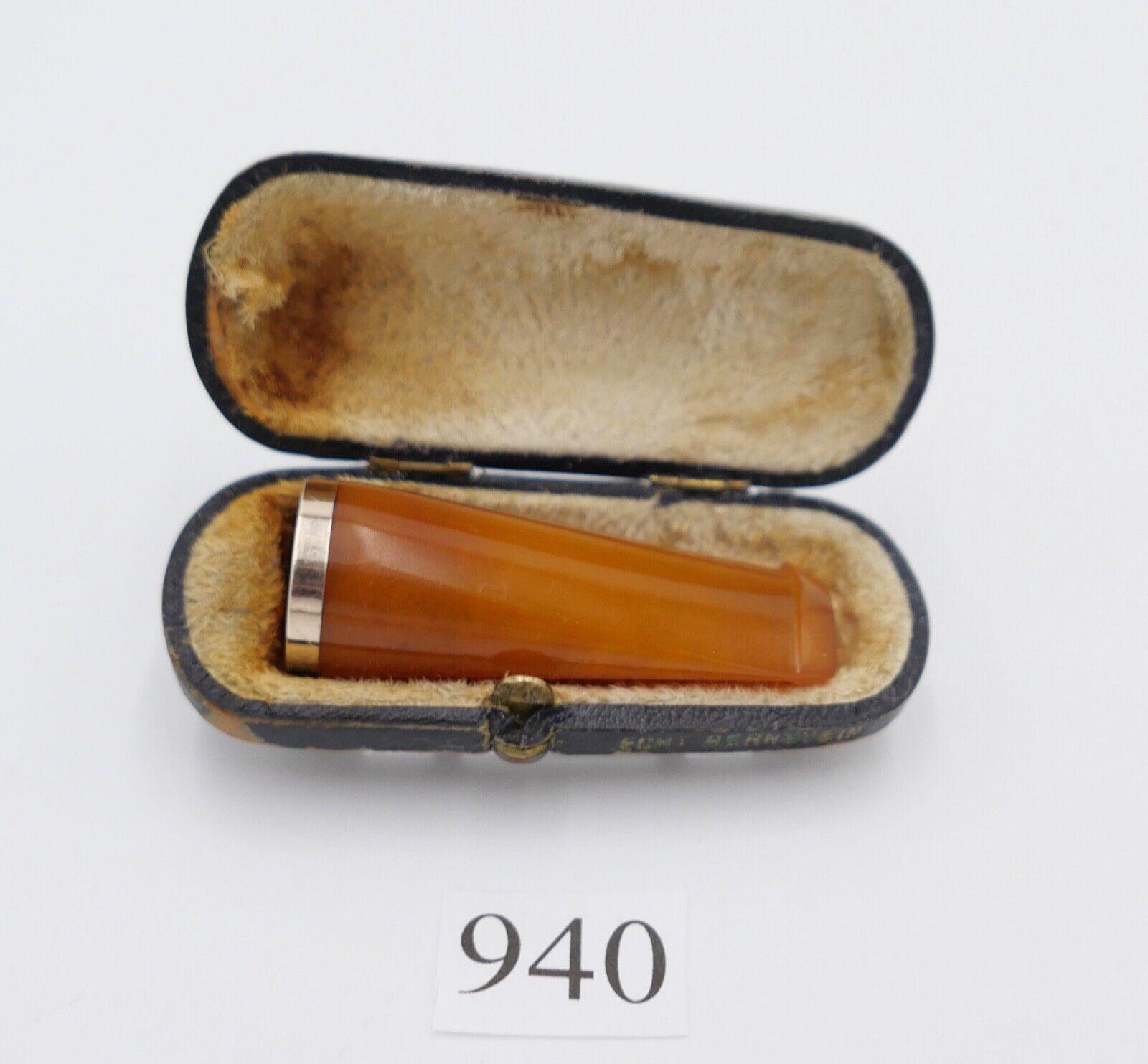 Bernstein ZIGARRENSPITZE in Box holder Amber 800 Silber ZIGARILLOSPITZE - Antikhandel-Stuttgart