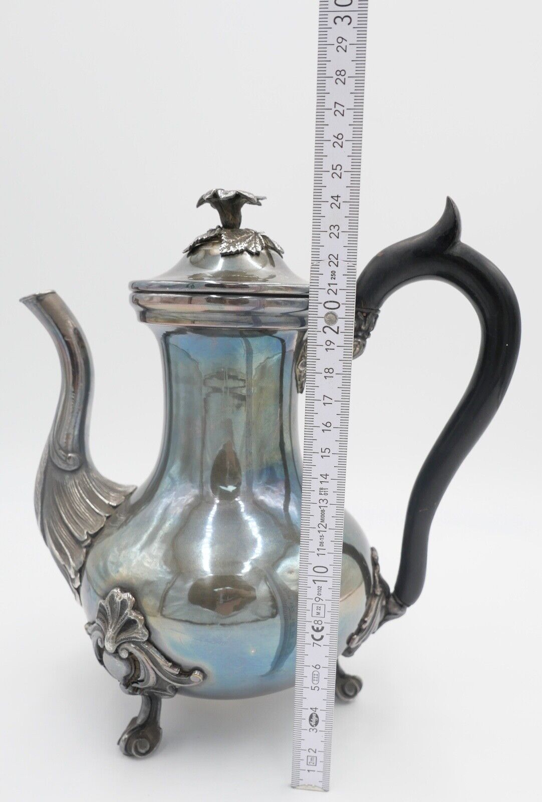 alte schöne florale Teekanne versilbert Double - Antikhandel-Stuttgart