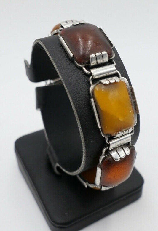 Butterscotch Armband Bernstein 835 Silber 27,9 gr silver Amber - Antikhandel-Stuttgart