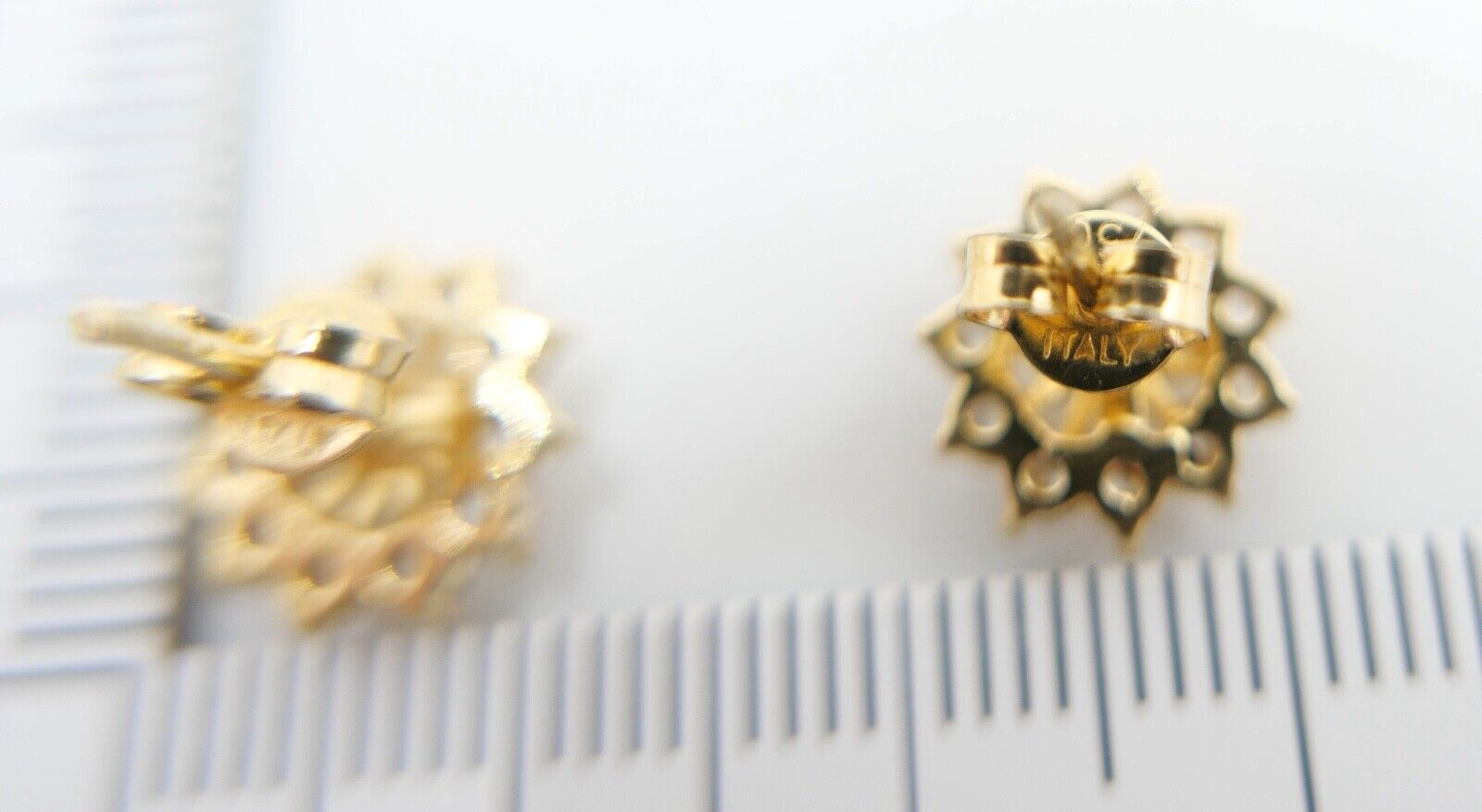 90er Jahre Gelbgold Ohrringe Ohrstecker mit Zirkonia 750 / 18K Italien 0,86 Ct - Antikhandel-Stuttgart